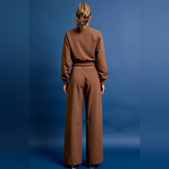 #515 FLASH SALE 🛑120 S,M,L HIGH END 2pc set Woven Bomber Jacket and Pants Set - Picture 4 of 8